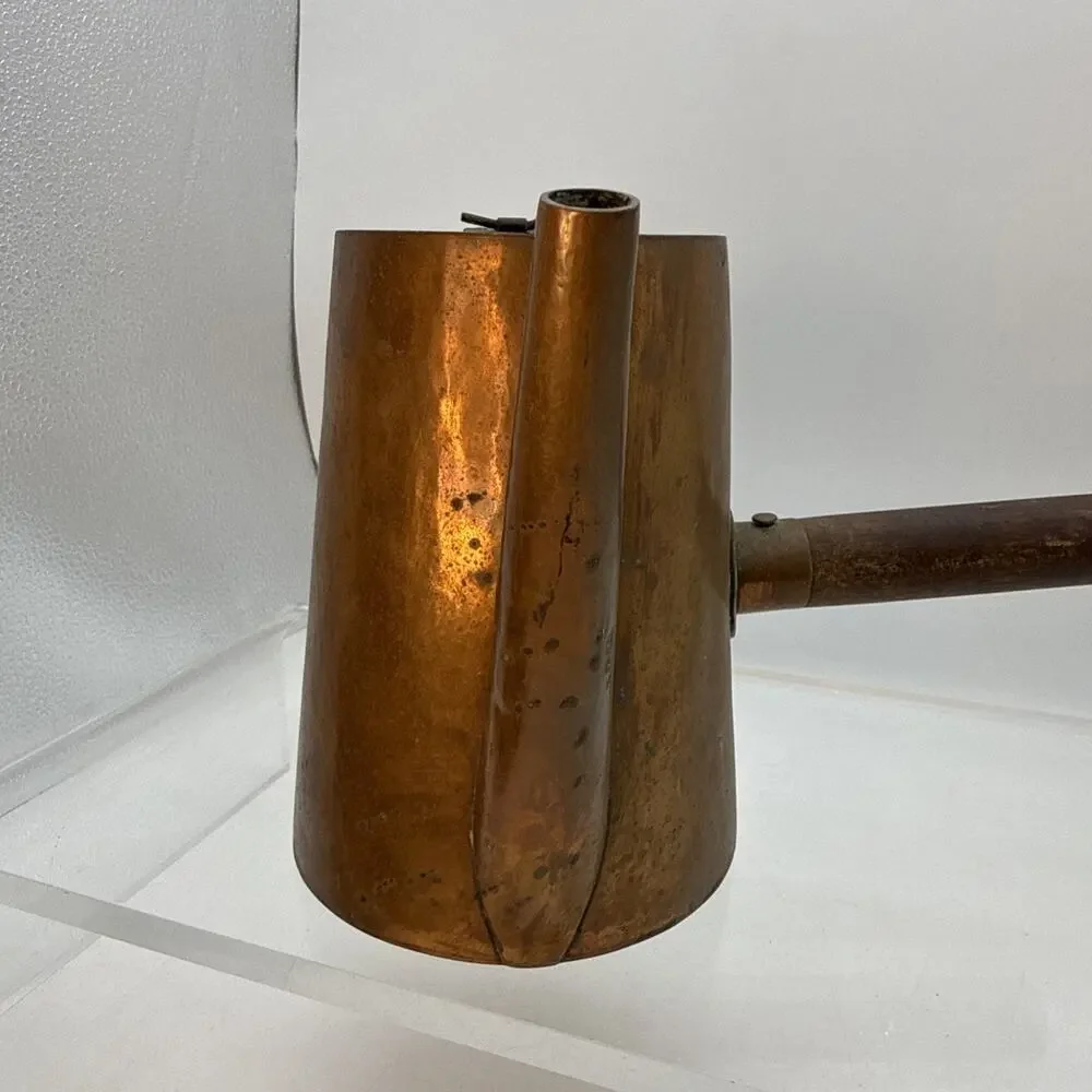 Vintage Hammered Copper Tea Kettle with Wood Handle Missing Lid